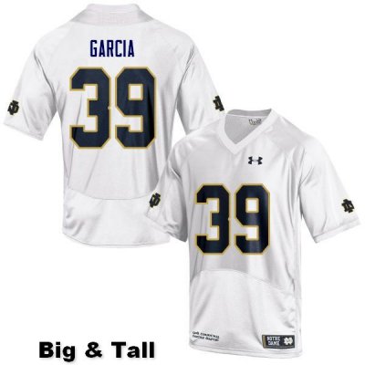 Notre Dame Fighting Irish Men's Brandon Garcia #39 White Under Armour Authentic Stitched Big & Tall College NCAA Football Jersey KNV1299UX